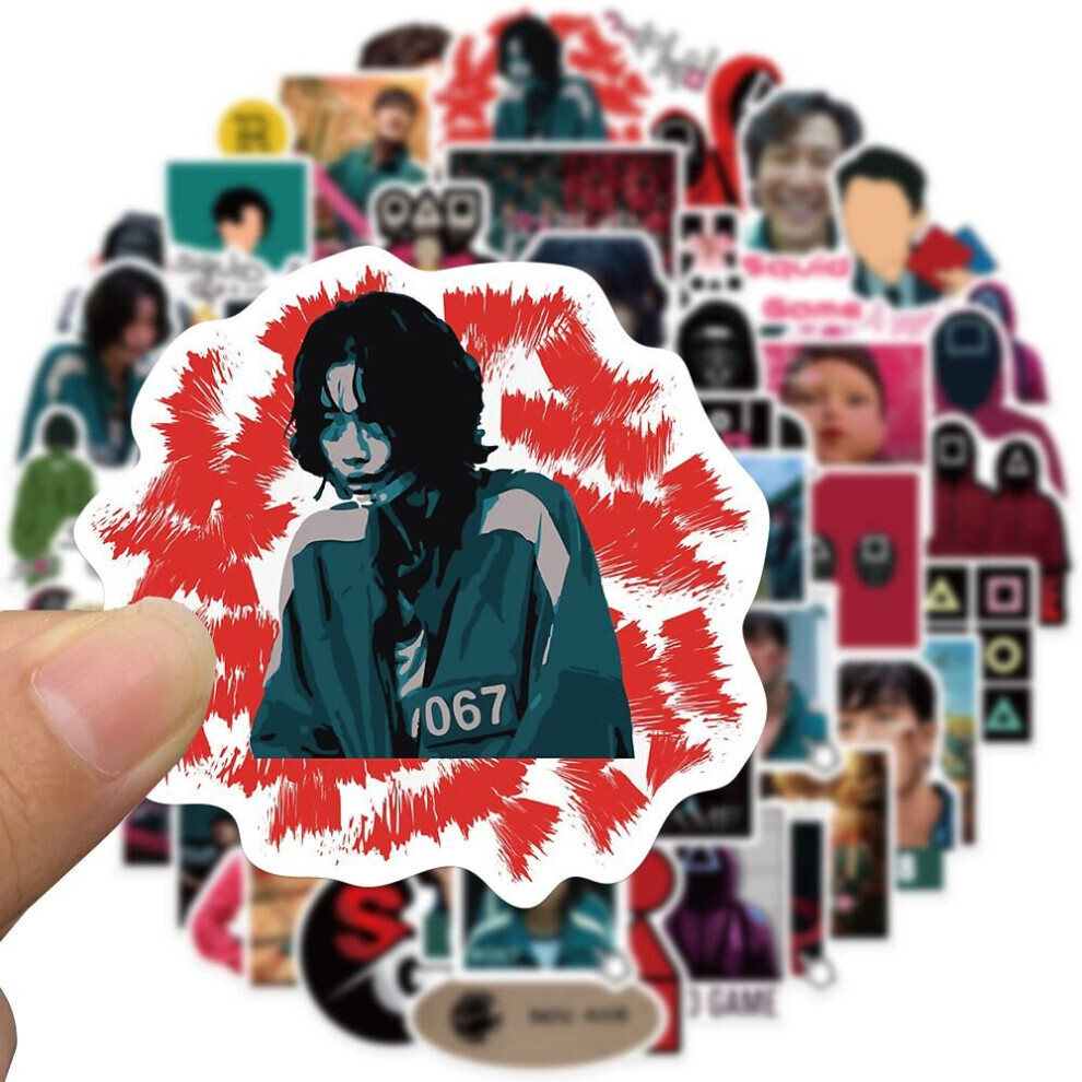 50pcs Squid Game Stickers Round Six 456 Laptop Skateboard Guitar Phone