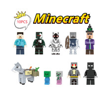 10 pe?as de brinquedos de minifiguras Minecraft cabem em Lego