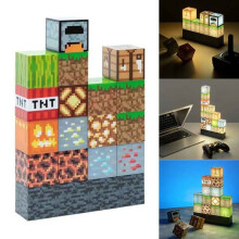 Lampe de bureau Minecraft - Bloc de construction lumineux, 16 blocs modulables, USB rechargeable, déco originale