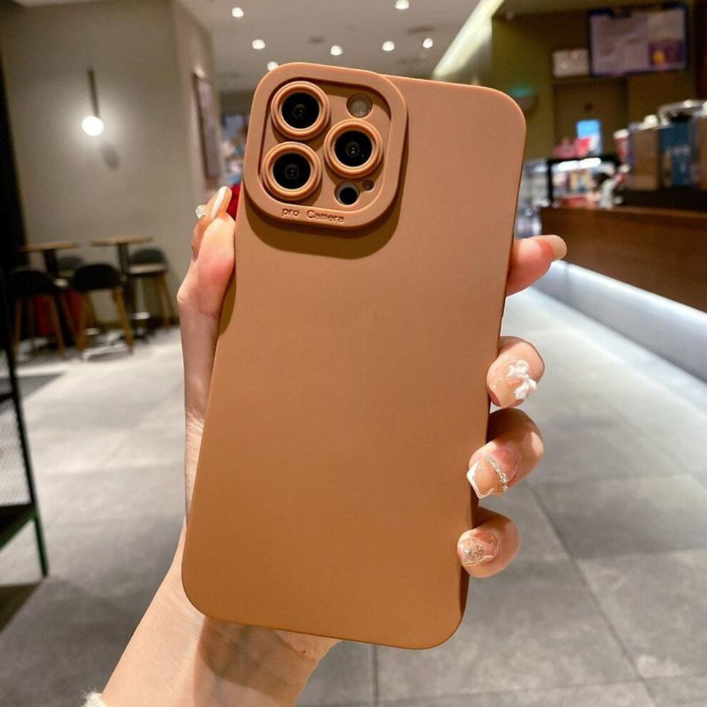 (khaki, iPhone 15 Pro) Camera Protection Silicone Phone Case For Iphone 15 14 Pro Max 13 11 12 Pro Max Xr Xs Max X 7 8 Plus Soft Shockproof Matte Back