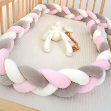 (300cm, No05) Braided Cot Bumper,Braided Pillows Knotted Cot Bumper,Braided bed Snake,Soft Comfortable Cotton Bed Set All Round Braided Protector
