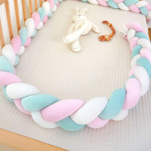 (300cm, No07) Braided Cot Bumper,Braided Pillows Knotted Cot Bumper,Braided bed Snake,Soft Comfortable Cotton Bed Set All Round Braided Protector