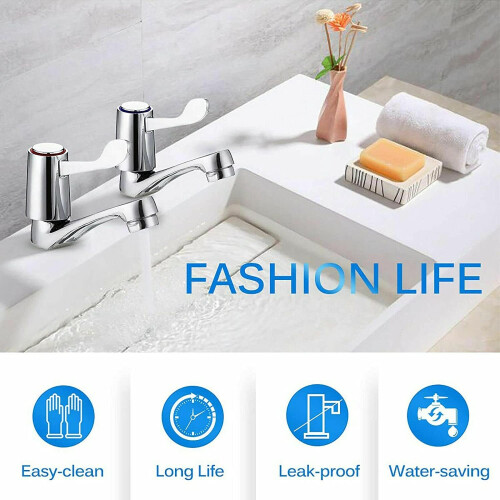 Bathroom Basin Tap Chrome Lever Hot & Cold Water 1