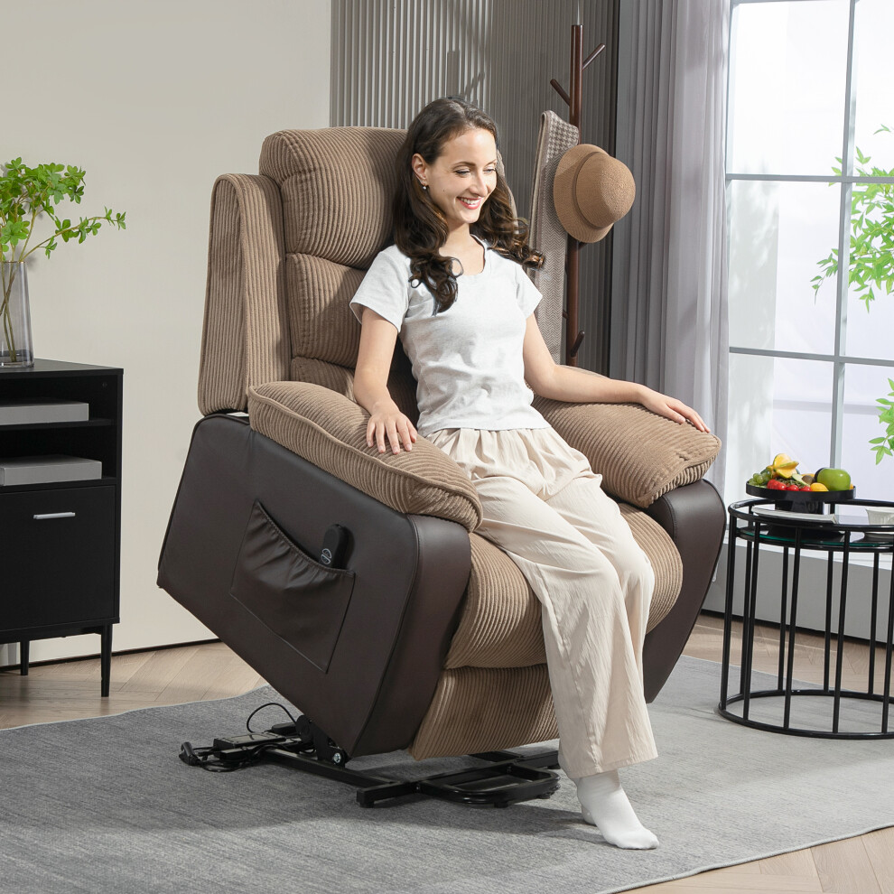 HOMCOM Power Lift Riser and Recliner Chair with Remote Control, Brown