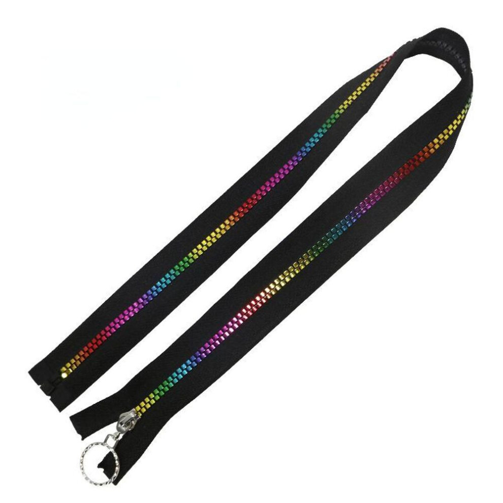 (black, 80cm) 5# Gradient Color Resin Zippers Colorful Square Open-end Auto Lock Zippers Jacket Garment Accessories DIY Apparel Sewing