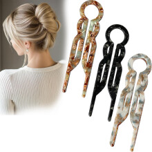 3-Piece Acetate U-Shaped Hair Pins for Versatile Styles