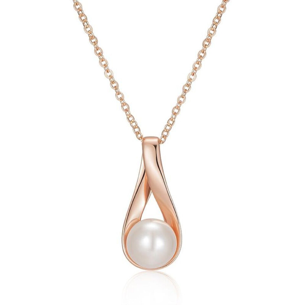 Kinel Pearl Drop Pendant Necklace For Women Rose Gold Color Bride Wedding Elegant Jewelry Anniversary Gift