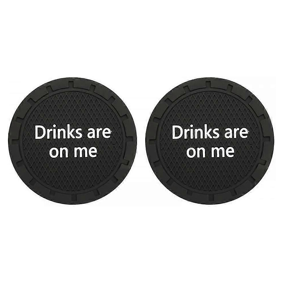 2Pcs Car Cup Hoder Coaster, Vehicle Cup Holder Insert Coaster 2.76" Pvc Automotive Cup Mats For Auto Car Decor 5778930869008
