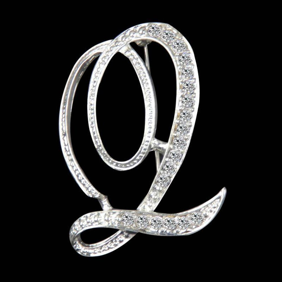 (Q) Gifts Rhinestone Letter Crystal Pins Jewelry Letter Alphabetical English Brooch Brooches