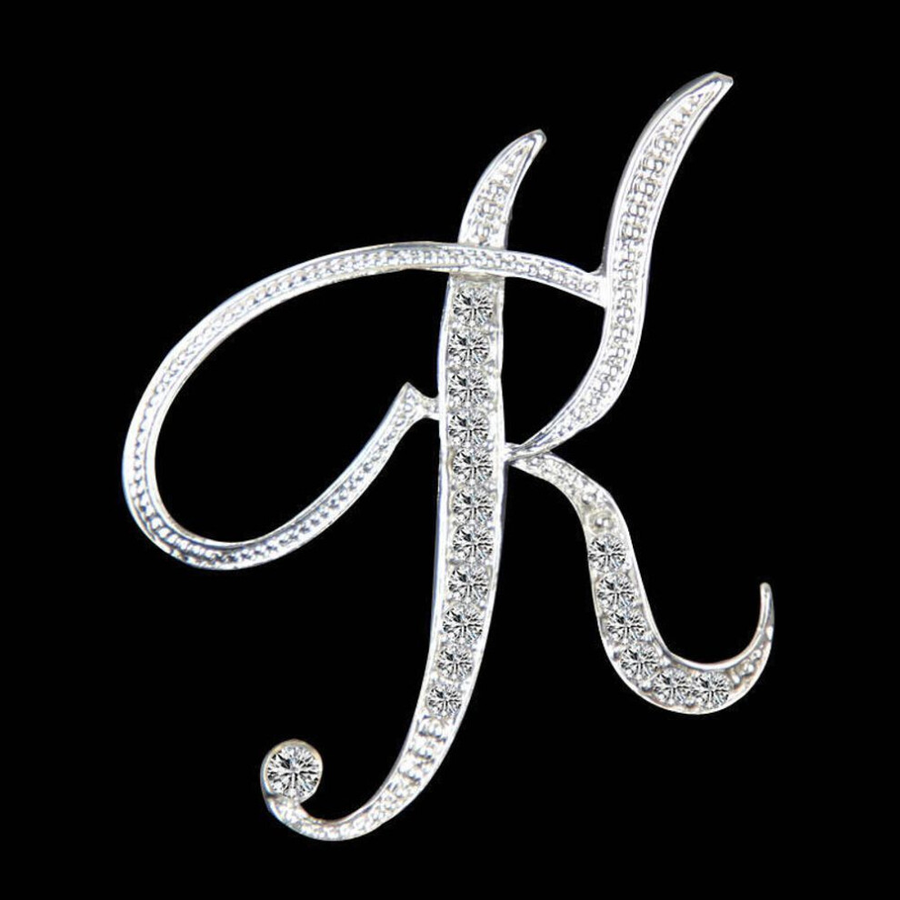 (K) Gifts Rhinestone Letter Crystal Pins Jewelry Letter Alphabetical English Brooch Brooches