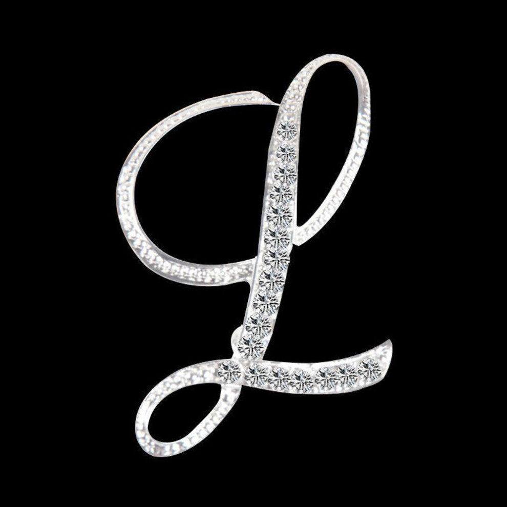 (L) Gifts Rhinestone Letter Crystal Pins Jewelry Letter Alphabetical English Brooch Brooches