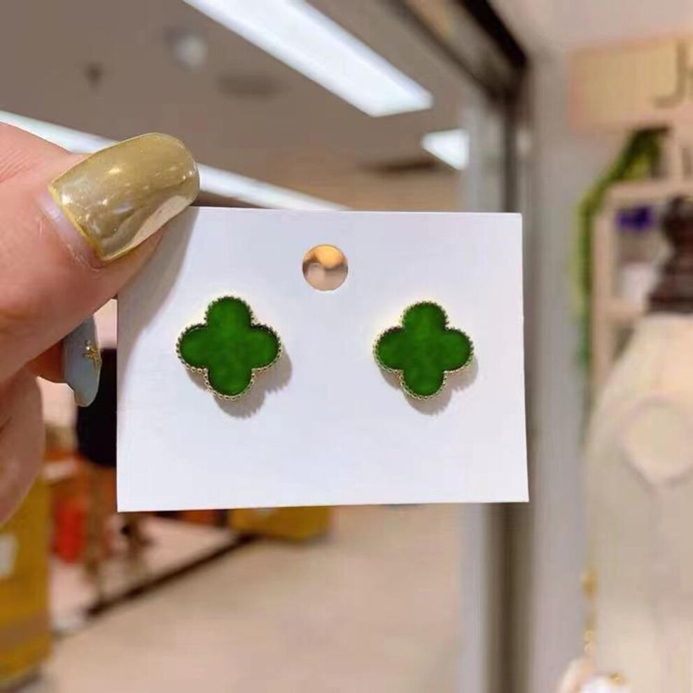 (green) Four-leaf Clover Earrings Dongdaemun Net Red Temperament Small And Simple All-match Fashion Earrings Women Earrings