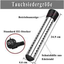 (EU Plug, One size) Bathtub Heater 3000w Electric Immersion Heater Travel Immersion Heater, Stainless Steel Immersion Heater, Electric Water Heater Swimming