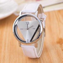 (white, One size) Fashion Women Watches Ladies Clock Quartz Wristwatch Triangle Hollow Out Casual Wrist Watch Montre Femme Relogio Feminino