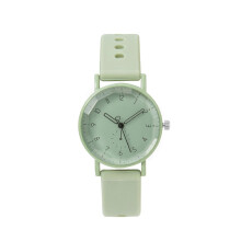 (Green, One size) Silicone watch minimalist macaron small fresh digital face hollowed out needle women's watch