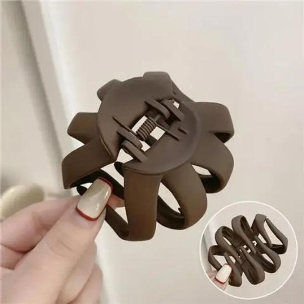 (coffee) Fashion Ponytail Hair Claw Clip Black Acrylic Small Hair Claws Women Girls Shark Clips Headwear Barrette Hair Accessories