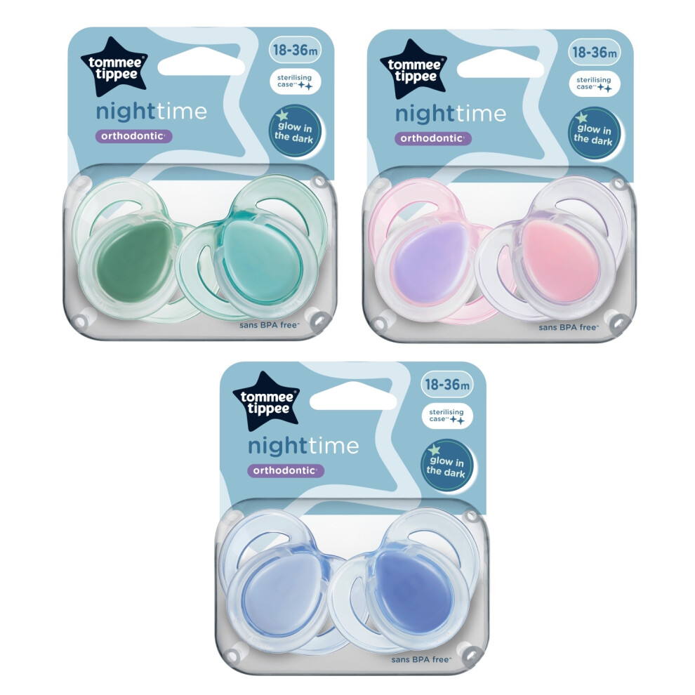 Baby Dummy Soothers Dummies Nighttime Orthodontic Assorted 2-Pack 18-36m