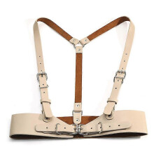 (Beige, One size) Leather Body Harness Strap Belts Rave Jewelry For Women And Girls Dance Club Party Gothic Accessories
