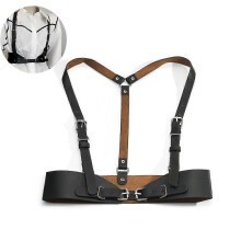 (Black, One size) Leather Body Harness Strap Belts Rave Jewelry For Women And Girls Dance Club Party Gothic Accessories