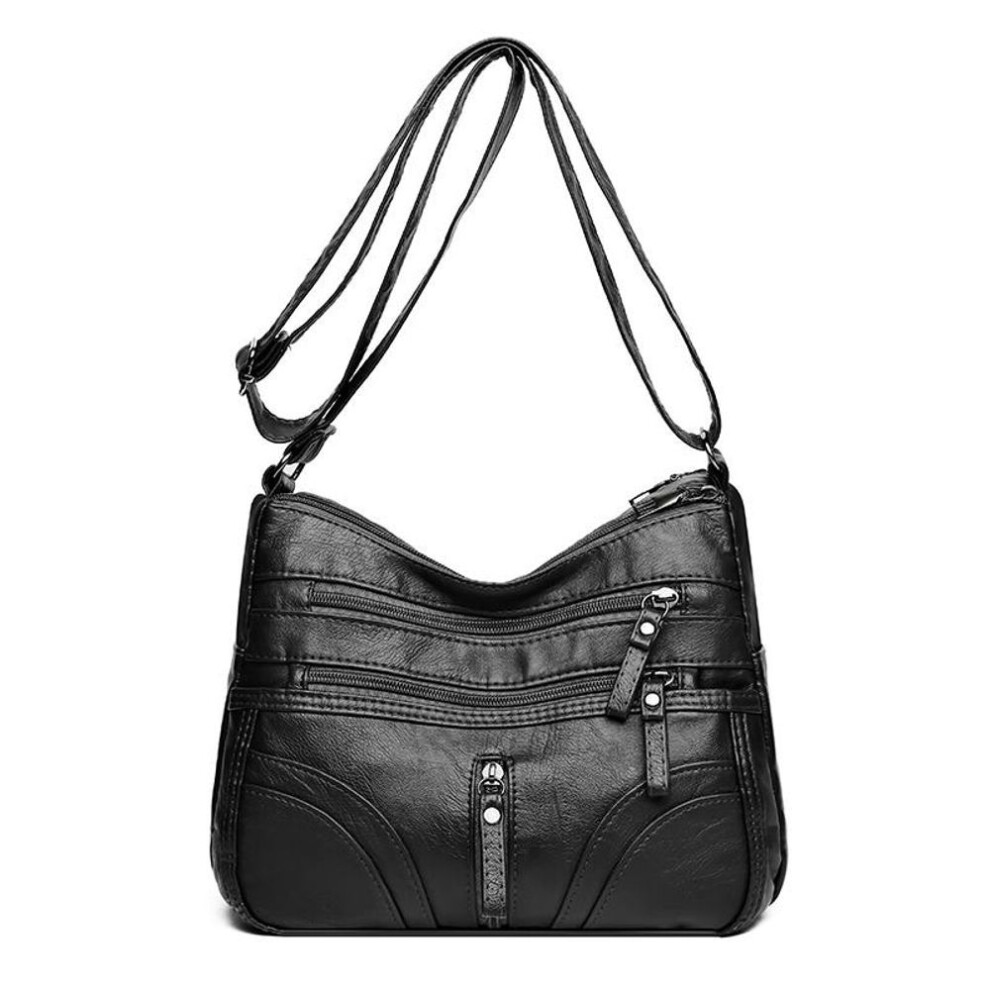 (black) Women&apos;s Multi-Pocket Bag Large Capacity Pu Small Square Bag Crossbody Bag Middle-Aged Mother Shoulder Bag