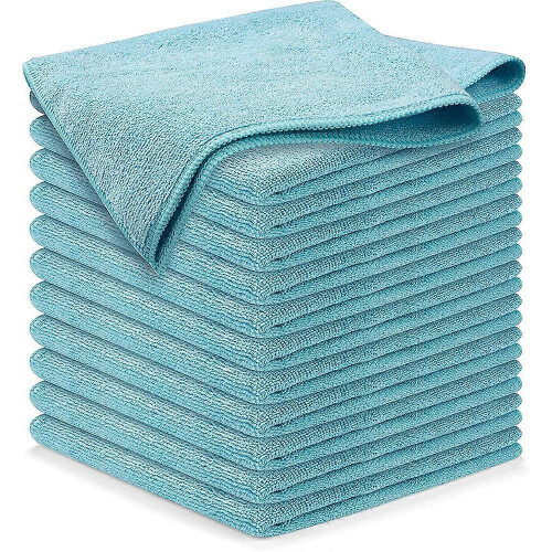 (blue, One size) Premium Microfiber Cleaning Cloth, 30 X 30 Cm(12 Pack)