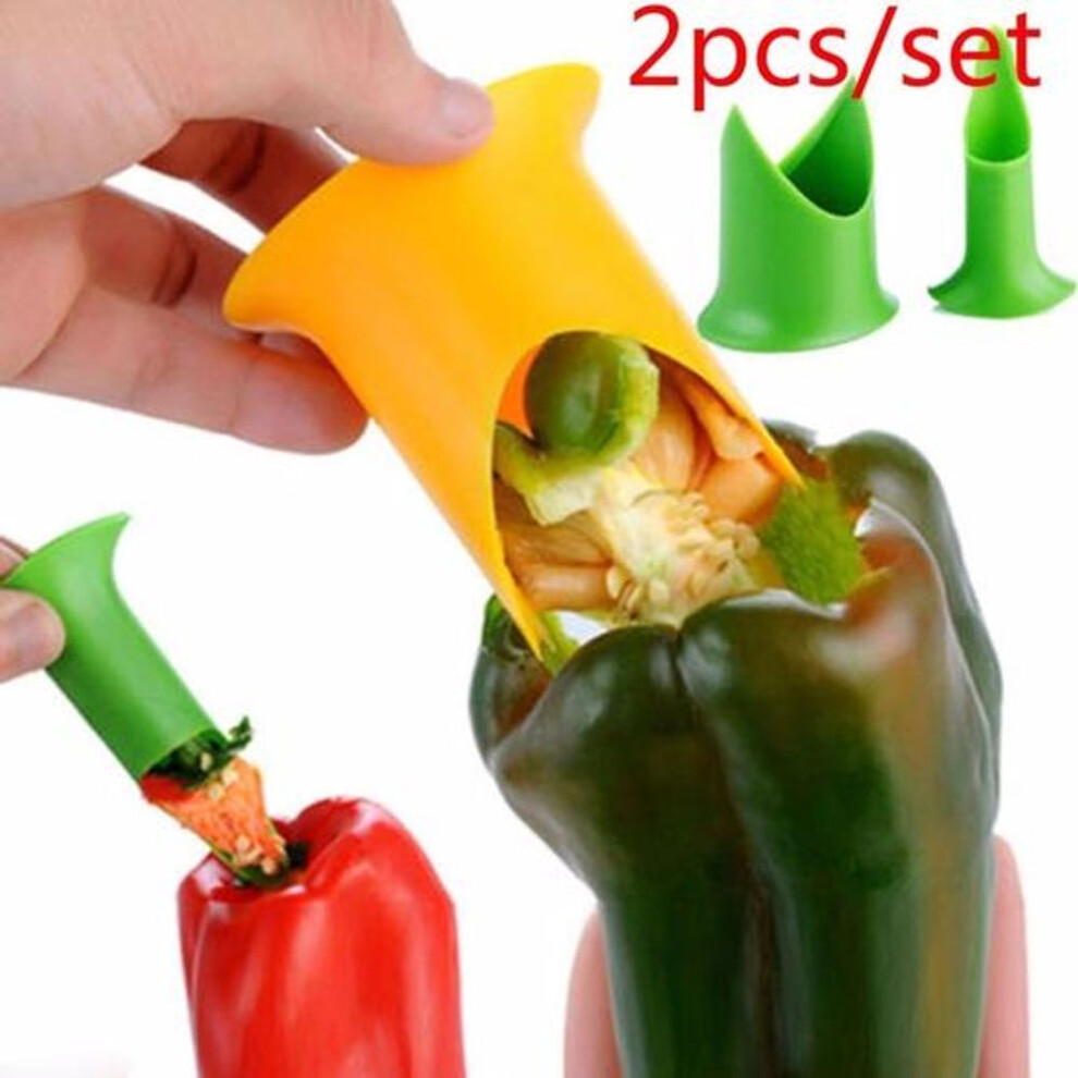 2pcs/set Creative Pepper Corer Slicer Pepper Seeded Remover Device