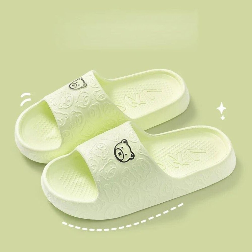 (green, 40-41) New Fashion Summer Couple Cartoon Relief Flat Slides Lithe Thin Sandals For Women Men Slippers Ladies&apos; Home Indoor Flip Flops