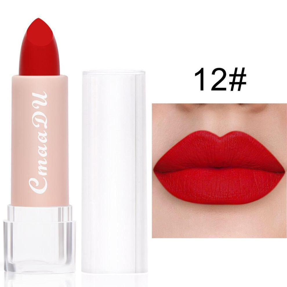 (as the picture, 12) Cmaadu Lipstick 15 Colors Lip Gloss Matte Moisturizing Waterproof Lipstick