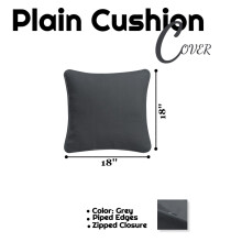 (Grey) Cushion Covers Plain Dyed 100% Cotton Home Sofa Office Decor Cushion Case 18x18"