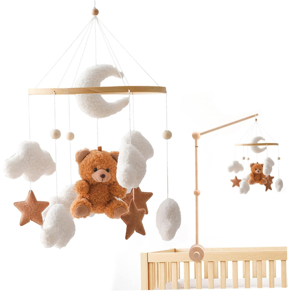 Baby Crib Toy, Crib Mobile, Hanging Baby Mobile For Crib, Cot Mobile Toy, Baby Crib Mobile For Kids, Plush Baby Nursery Decor Brown