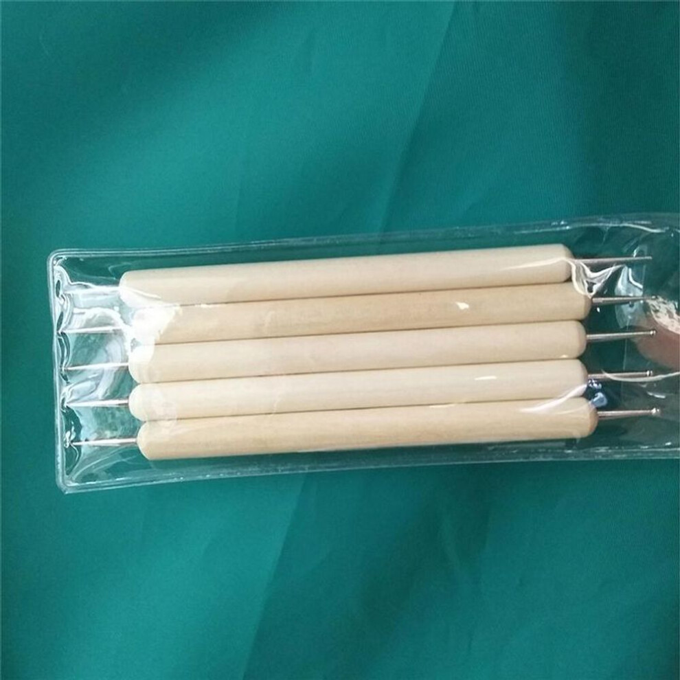 5pcs Wood And Stainless Steel Ball Needle Polymer Clay Pottery Sculpting Tools Set