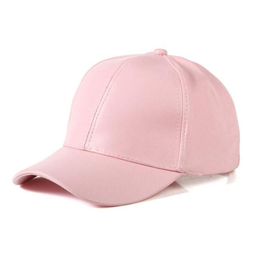 (pink, 1pcs) Unisex Solid Men Women Baseball Cap PU Leather HIP HOP Snapback Caps Hats for Men Baseball Caps Black Adjustable Hat