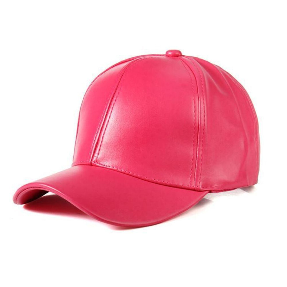 (rose red, 1pcs) Unisex Solid Men Women Baseball Cap Pu Leather Hip Hop Snapback Caps Hats For Men Baseball Caps Black Adjustable Hat