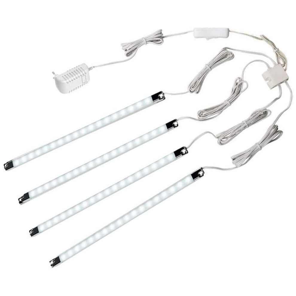 (White) LED Light Bar Kit - 4X 30cm Display Lighting for Detolf Cabinets / Under Cabinet Shelves - Energy Efficient - Low Profile Under Cabinet Light Bar
