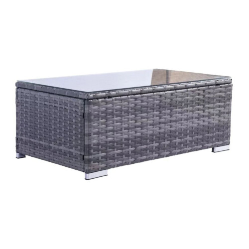 Designer Grey Rattan Sofa Set with Coffee Table 4 Seat Dunham 2