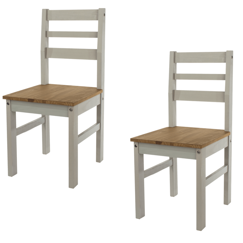 Home Source Corona Linea Grey Ladder Back Dining Chairs Pair