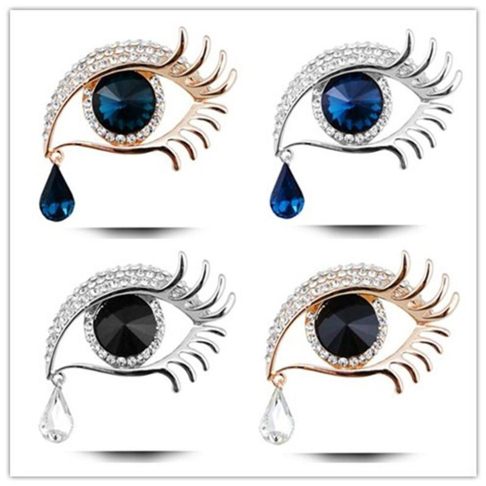 (gold,blue) Angel tears design brooch crystal charm pin breastpin scarf clip decor teardrop