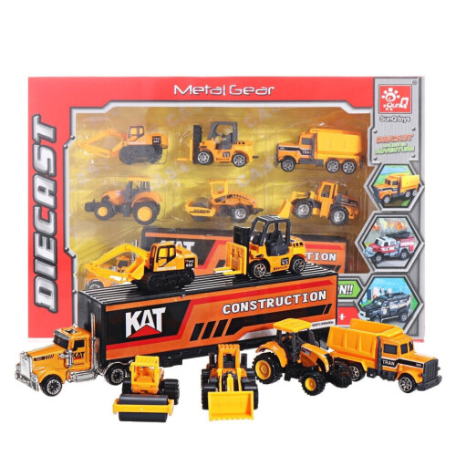 (Engineering Vehicle) 7 PCS Alloy Plastic Diecast Engineering Vehicle Ambulance Polices Σετ παιχνιδιών