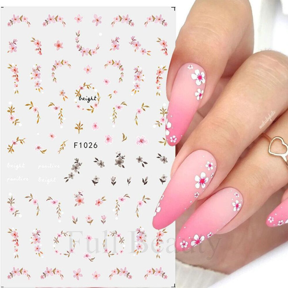 (F1026) 3D Lace Nail Stickers: Purple Blossom & Butterfly Art