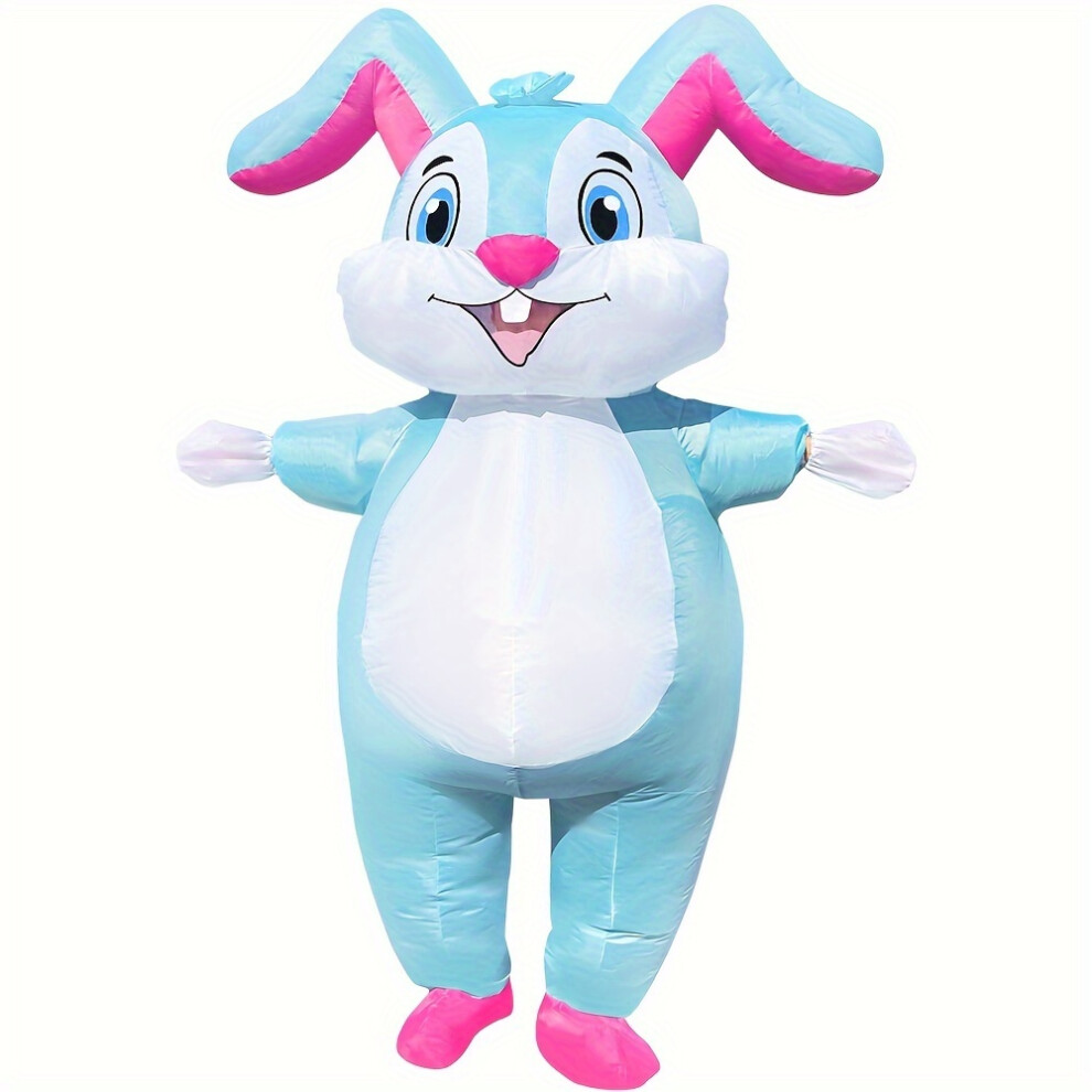 Xylfly (Blue Pink) Adult Inflatable Bunny Costume, Oversized Cartoon Rabbit Outfit For Halloween, Easter, Christmas Party Blue,Pink