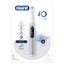 Oral-B iO 6S cinza escova de dentes elétrica conectada por Bluetooth, 2 cabeças de escova, 1 estojo de viagem