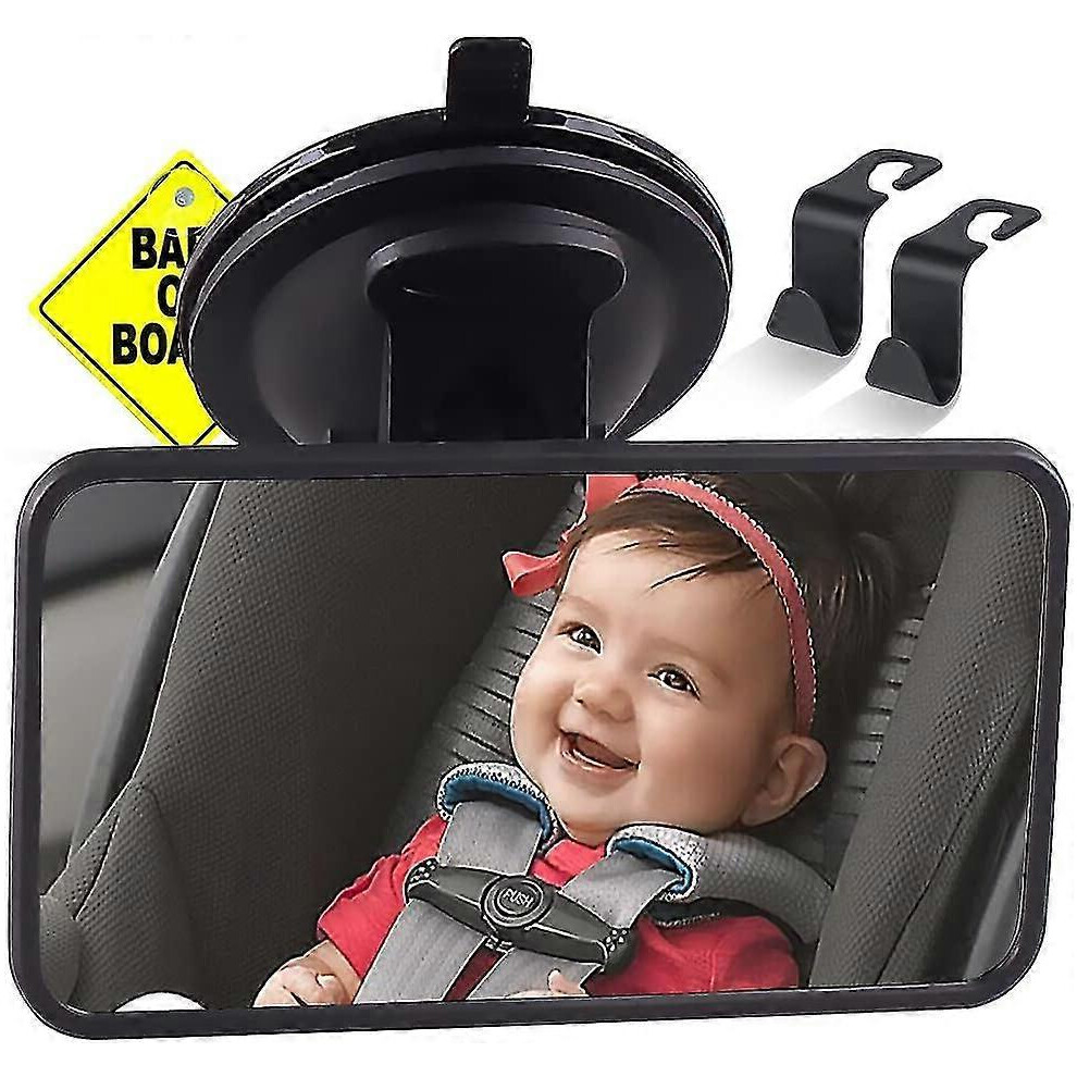 Rear-view car mirror for babies, 360 rotation, unbreakable, suction cup for viewing babies and children in complete safety.