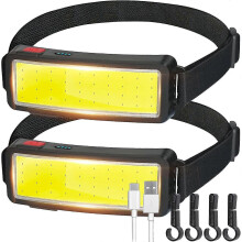 Cob Led Headlight, Powerful Usb Rechargeable Headlight, Waterproof Headlight 2000 Lumens 2pcs