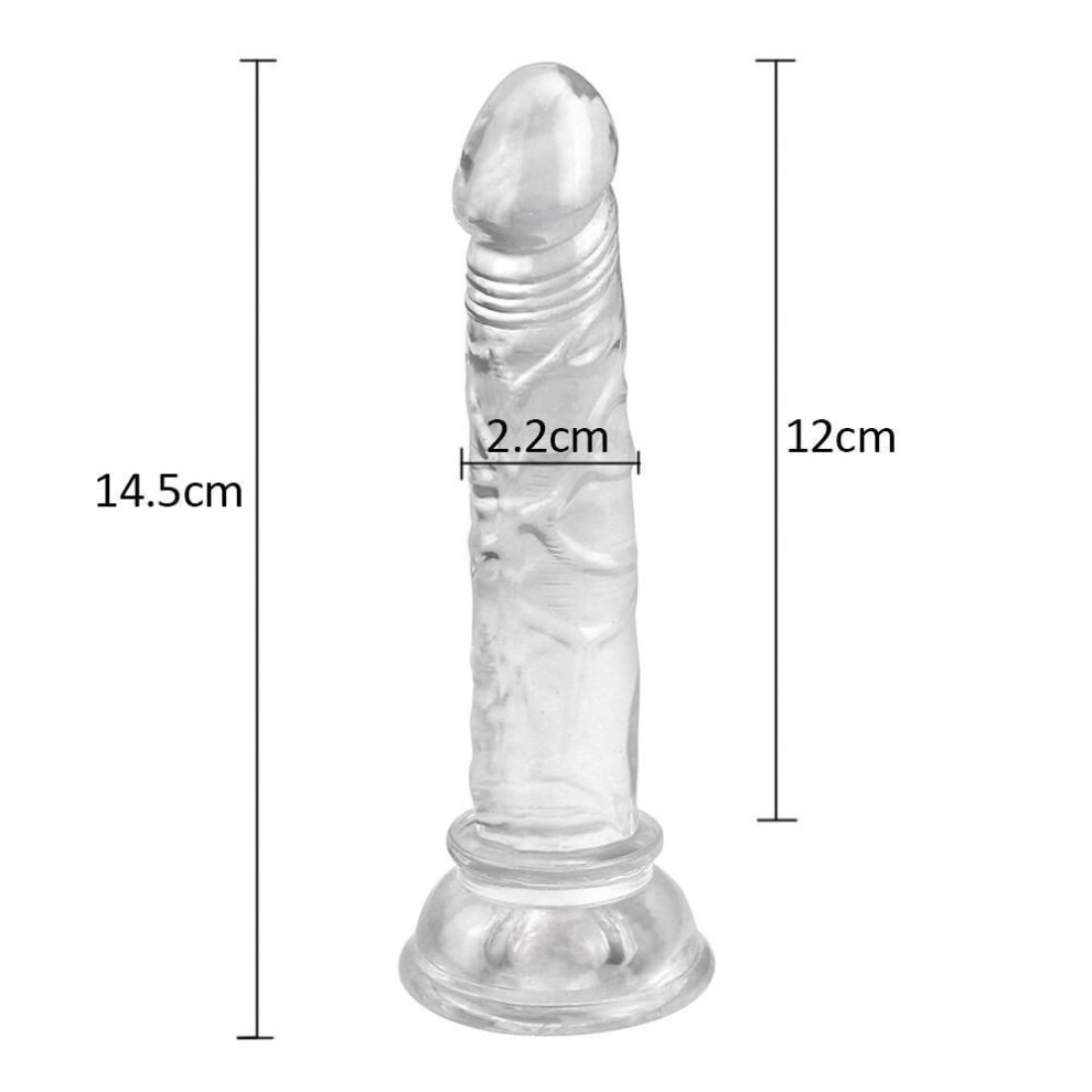 (transparent, 14.5CM*2.2CM) Female TPE Dildo Suction Cup Masturbator Massager Vagina Adult Sex Toy
