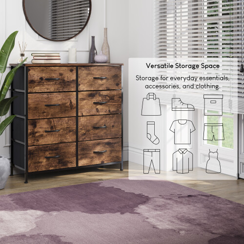 Vida Designs (Rustic Brown) Chorley 8 Fabric Drawer Home Storage Chest 2