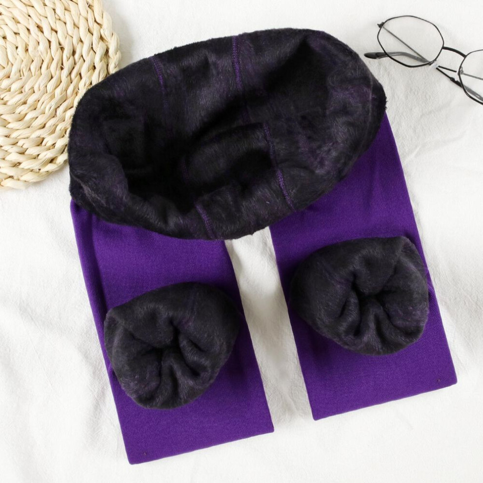 (purple, S) Autumn Winter Fashion Model Plus Thick Velvet Warm Seamlessly Integrated Inverted Cashmere Leggings