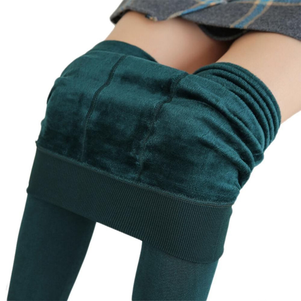 (green, S) Women Leggings Solid Color High Waist Push Up Plus Velvet Pants Women Warm Trousers
