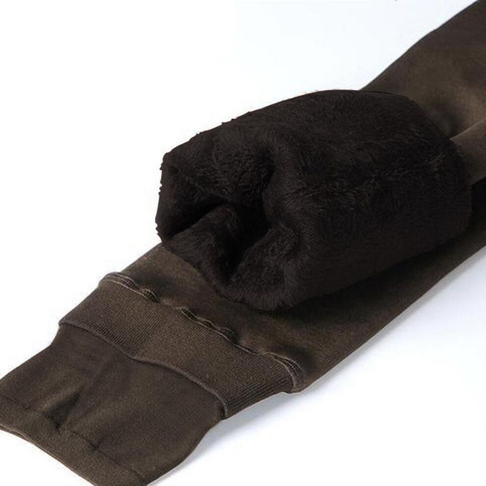 (brown, S) Women Leggings Solid Color High Waist Push Up Plus Velvet Pants Women Warm Trousers