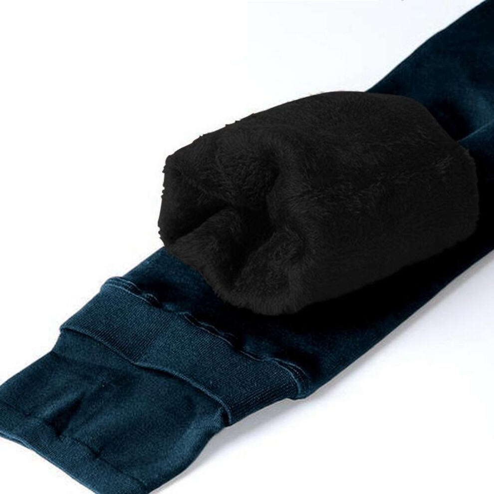 (navy blue, XL) Women Leggings Solid Color High Waist Push Up Plus Velvet Pants Women Warm Trousers