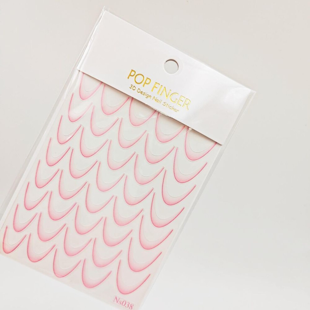 (pink, 1PCS) Gradient Color French Manicure Nail Art Designs Stickers Self-adhesive Nail Tips Guides For Diy Decoration Stencil Tools